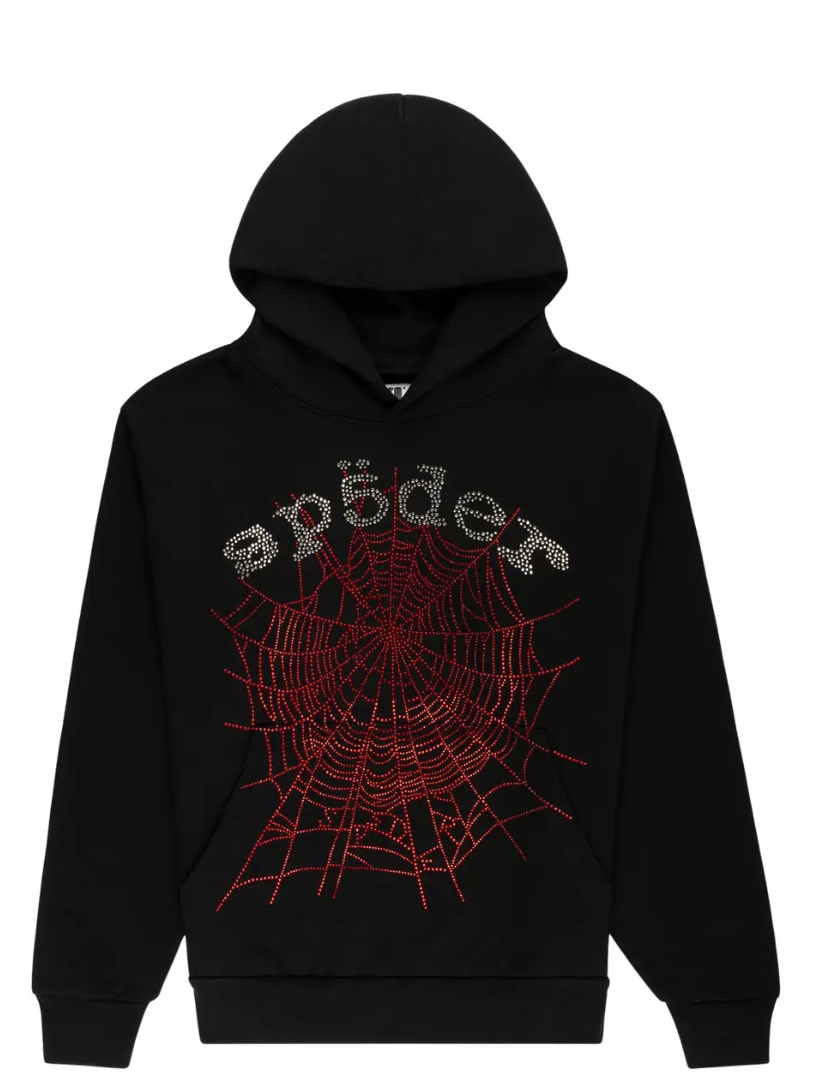 Sp5der Rhinestone OG Web V2 Hoodie 'Black'