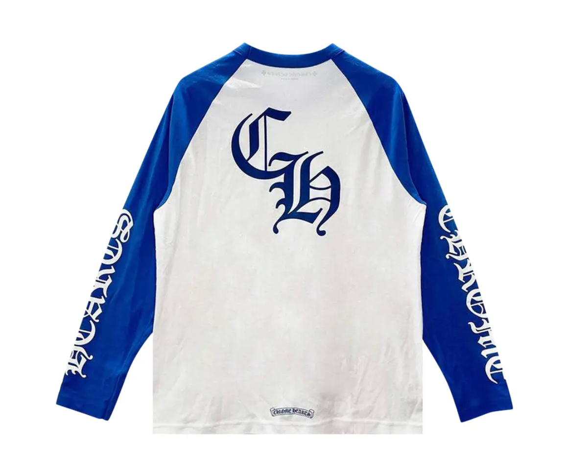 Men's long sleeve baseball shirt featuring a horseshoe graphic, made by Shopify, casual sporty style.