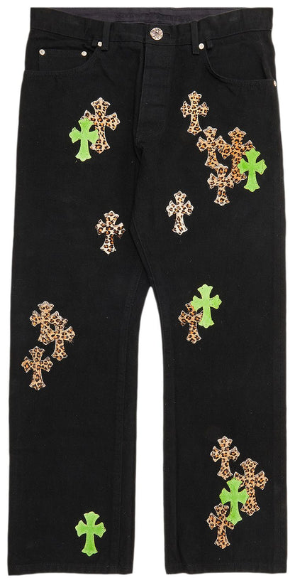 Chrome Hearts Cross Patch Denim 'Black/Green/Cheetah'