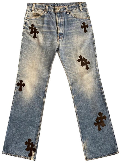 Chrome Hearts x Levi's 517 Cross Patch Denim Pants 'Blue'