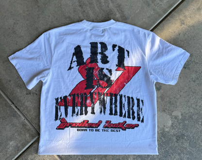 Drop Shoulder Graphic T-Shirt - "ART IS EVERYWHERE TEE" (WHITE) - The Fashion Center