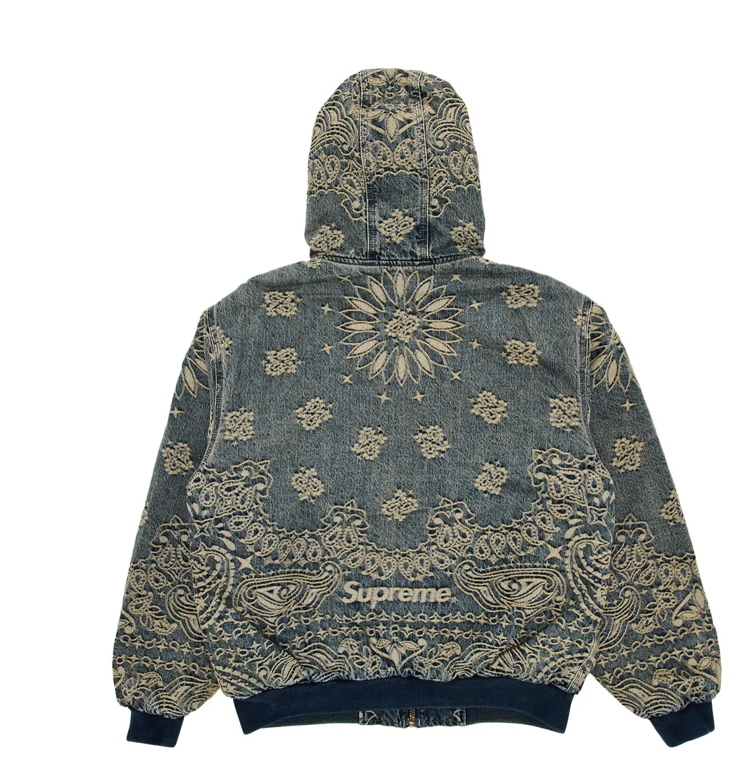 Supreme Bandana Jacquard Denim Hooded Work Jacket 'Blue'