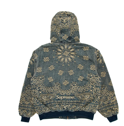 Supreme Bandana Jacquard Denim Hooded Work Jacket 'Blue'