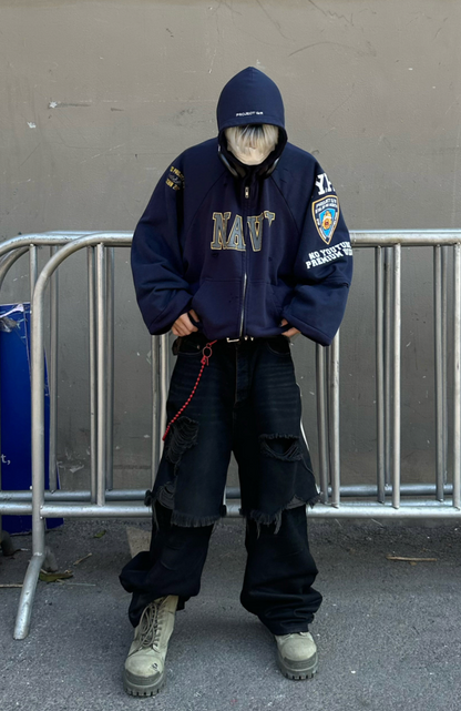 Navy Zip Up Hoodie